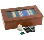 Boîte à thé et infusion, en bois, 4 cases