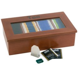 Boîte à thé et infusion, en bois, 4 cases