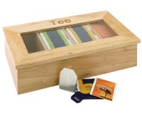 Boîte à thé et infusion, en bois, 4 cases