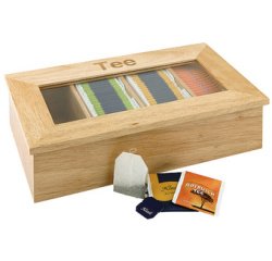 Boîte à thé et infusion, en bois, 4 cases