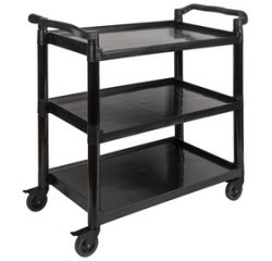 Chariot de service et de transport, 3 plateaux, inox/PP