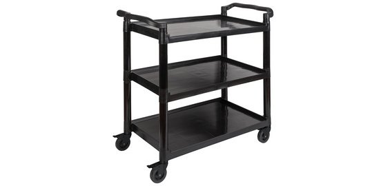 Chariot de service et de transport, 3 plateaux, inox/PP