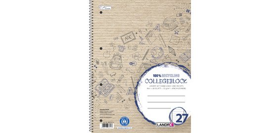 Cahier à spirale Recycling, A4, ligné, 160 pages