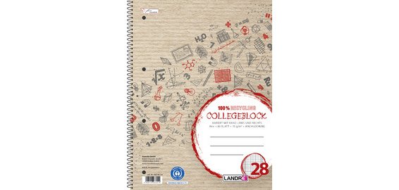 Cahier à spirale Recycling, A4, quadrillé, 160 pages