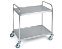 Chariot de service et de transport, 2 plateaux, inox