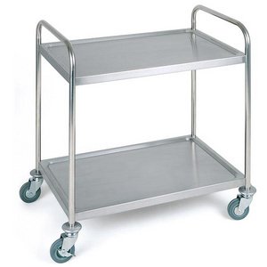 Chariot de service et de transport, 2 plateaux, inox