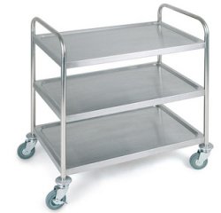 Chariot de service et de transport, 3 plateaux, inox