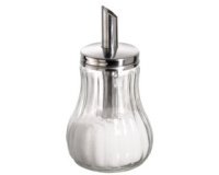 Sucrier, avec tube doseur, acier inoxydable/verre