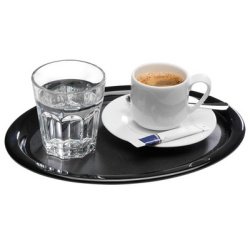 Plateau de service KAFFEEHAUS, ovale, en mélamine noir