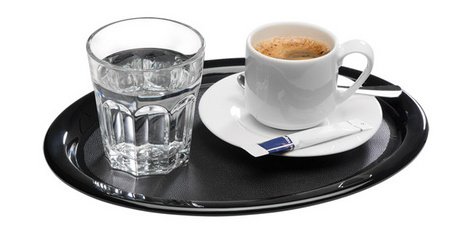 Plateau de service KAFFEEHAUS, ovale, en mélamine noir
