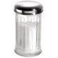 Suikerpot met doseerklep, roestvrij staal/glas