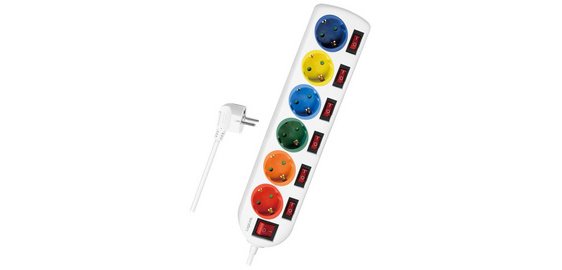 Steckdosenleiste, 6 Steckdosen mit 7 Schaltern