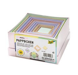 Boîtes en carton PASTEL, carré, assortiment de 12