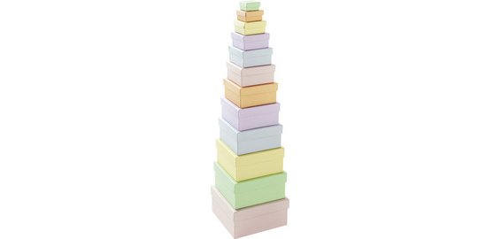 Boîtes en carton PASTEL, carré, assortiment de 12