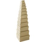 Boîtes en carton NATUR, carré, assortiment de 12