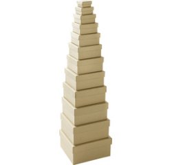 Boîtes en carton NATUR, carré, assortiment de 12