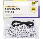 Perles avec lettres, carré, 100 pièces, blanc