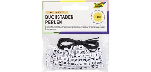 Perles avec lettres, carré, 100 pièces, blanc