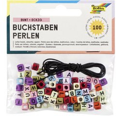 Perles avec lettres, carré, 100 pièces, assorti