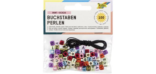 Perles avec lettres, carré, 100 pièces, assorti