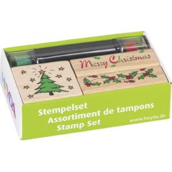 Kit de tampons à motif 'Noël', en bois, 3 pièces