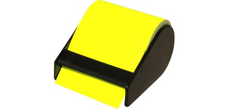Rouleau de notes adhésives en dévidoir, jaune