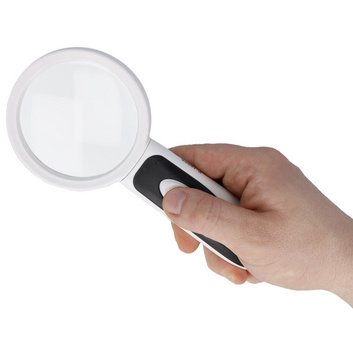 Loupe avec LED, rond, noir/blanc