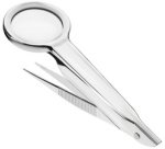 Pince précelle avec loupe, argent