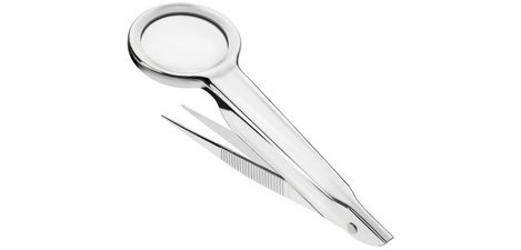 Tweezer with magnifying glass, silver