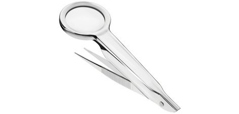 Pince précelle avec loupe, argent
