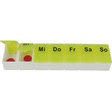 Pilulier semainier, plastique, blanc/vert