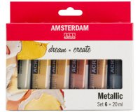 Amsterdam peinture acylique tube de 20 ml, étui de 6 pièces, métallique