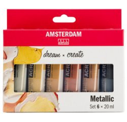 Amsterdam peinture acylique tube de 20 ml, étui de 6 pièces, métallique