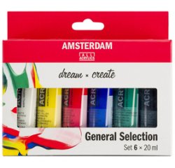 Amsterdam peinture acrylique tube de 20 ml, étui de 6 tubes