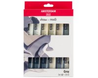 Amsterdam acrylverf tube van 20 ml, etui van 12 stuks, grijs