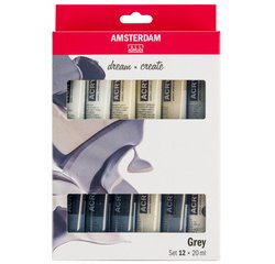 Amsterdam peinture acylique tube de 20 ml, étui de 12 pièces, gris
