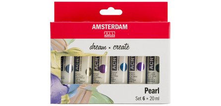 Amsterdam Acrylfarbe Tube 20 ml, Set mit 6 Stück, Perle