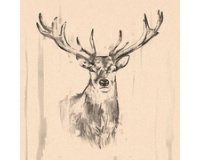 Serviettes à motif 'Deer', 330 x 330 mm, naturel