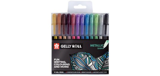 Stylo roller encre gel Gelly Roll Metallic étui de 12