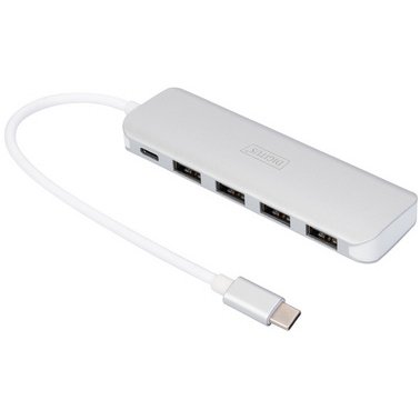 Hub USB-C 3.0, 4 ports, argent