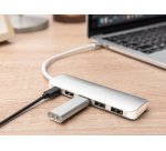 Hub USB-C 3.0, 4 ports, argent