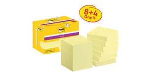 Pack de 24 blocs notes jaunes Super Sticky 76 x 76 mm - bloc de 90 feuilles dont 4 offerts.