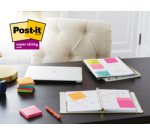 Bloc-note super sticky notes, 76 x 76 mm, coloré