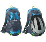 Sac à dos avec filet pour casque, bleu/gris