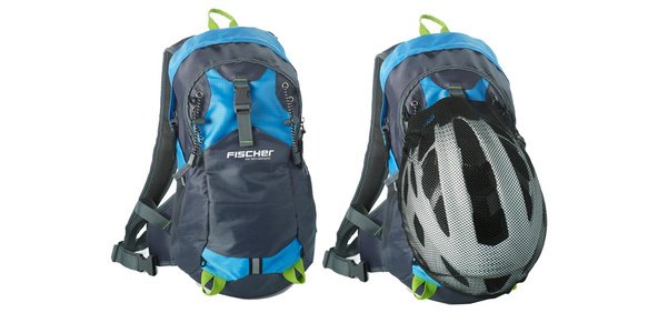 Sac à dos avec filet pour casque, bleu/gris