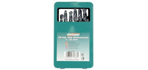 Jeu de forets hélicoïdaux, 25 pièces