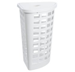 Laundry basket BOSTON, 54 liters, corner, white