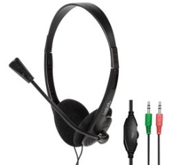 Casque stéréo, avec micro, noir