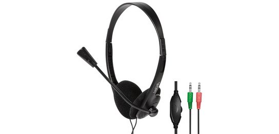 Casque stéréo, avec micro, noir