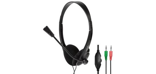 Casque stéréo, avec micro, noir